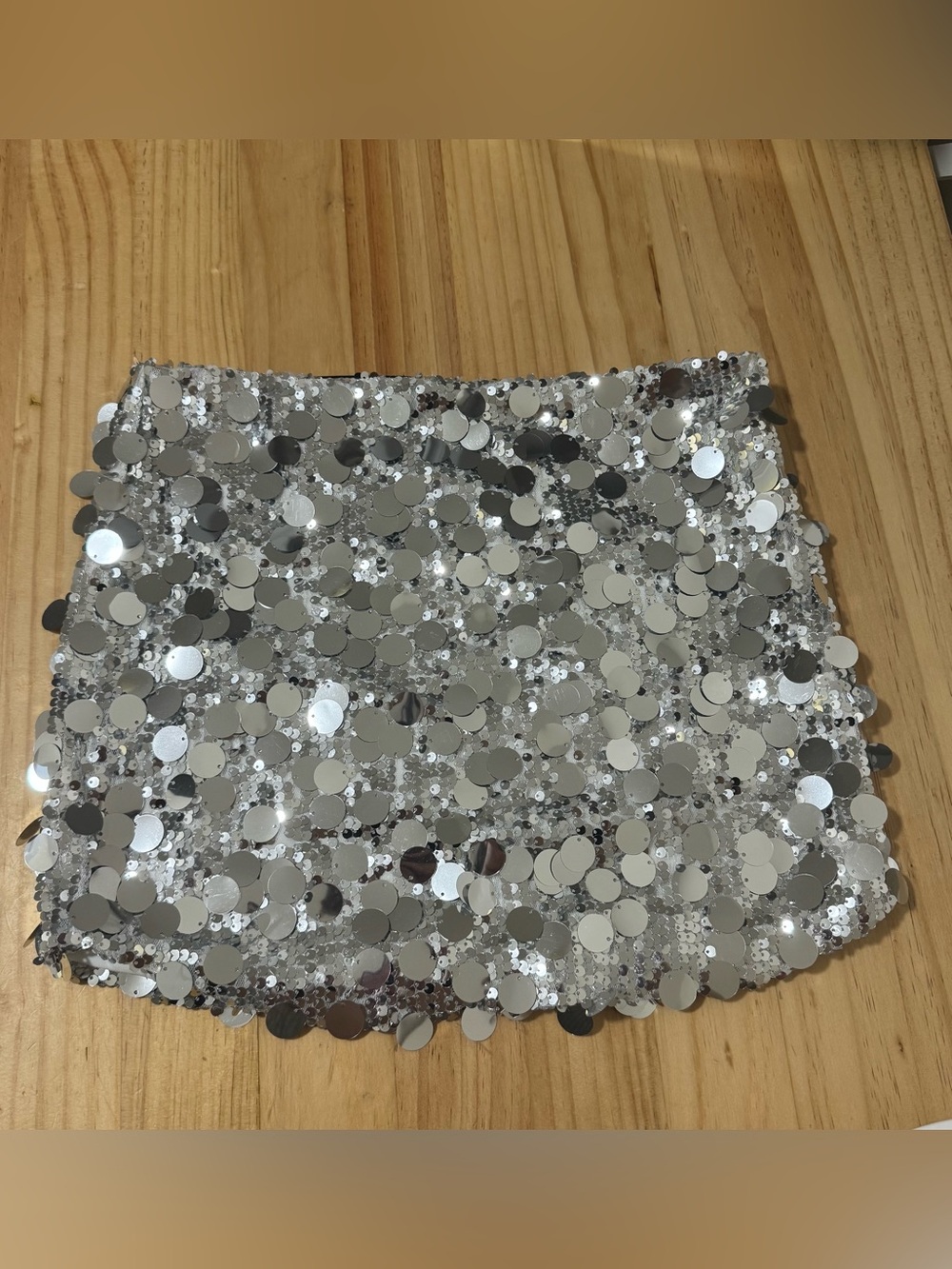 Fashion Nova Silver Sequin Mini Skirt